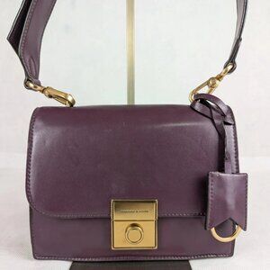 CHARLES & KEITH Boxy Push Lock Purple Crossbody Bag